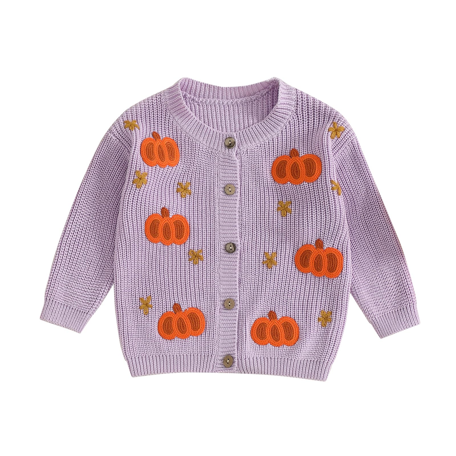LSFYSZD Baby Cardigan Hooded Sweater Newborn Infant Girl Boy Warm Coat Knit Outwear Light Weight Jacket (Pumpkin-Purple, 3-6 Months)