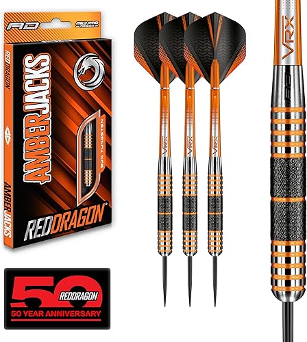 RED DRAGON Amberjack 11 juego de dardos de tungsteno de 106oz con vuelos y tallos