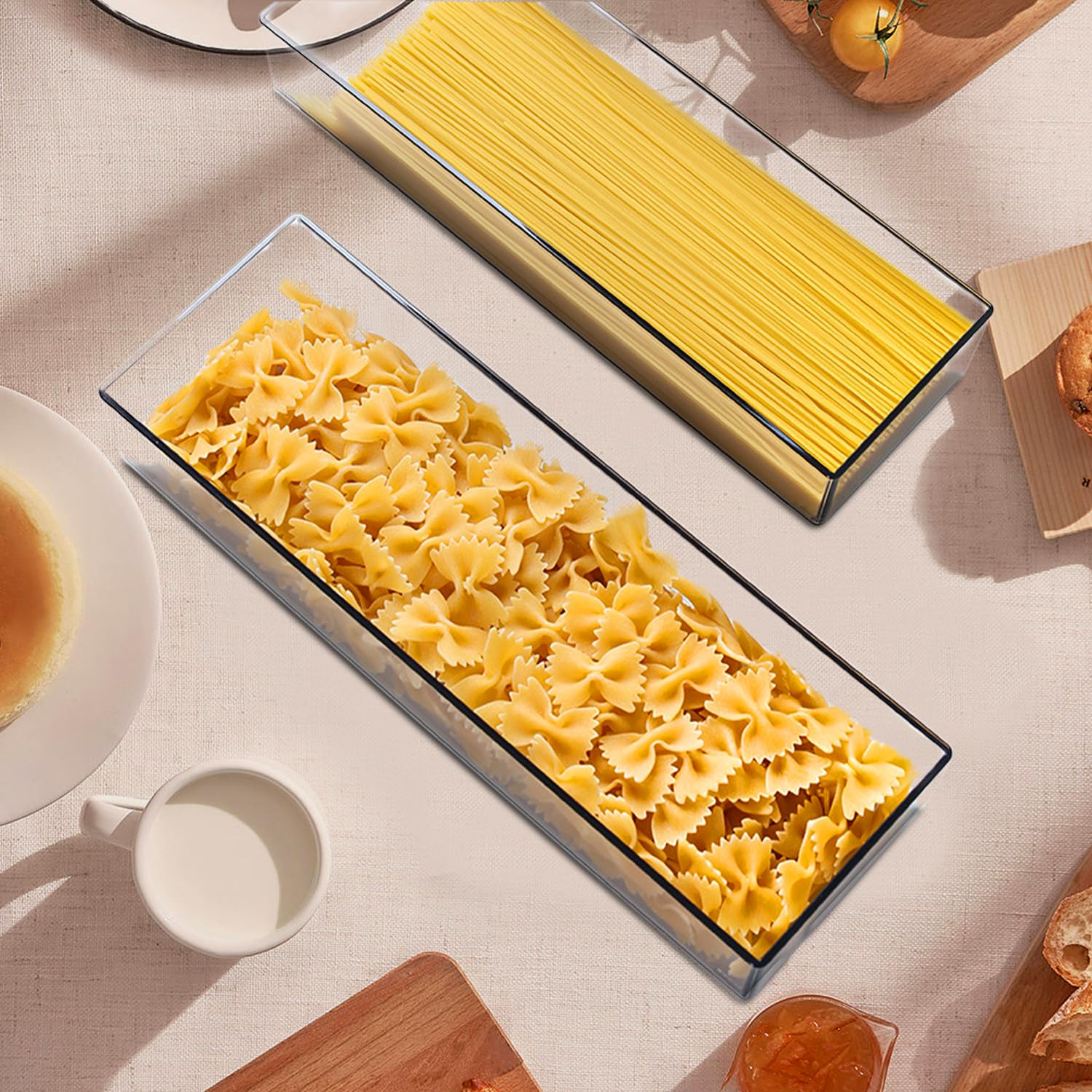 2 Contenitori per Cucina, Contenitori per Alimenti Impilabili Organizzatore con Coperchio Ermetico Contenitori Trasparenti per Dispensa e Cucina (1100 ml)