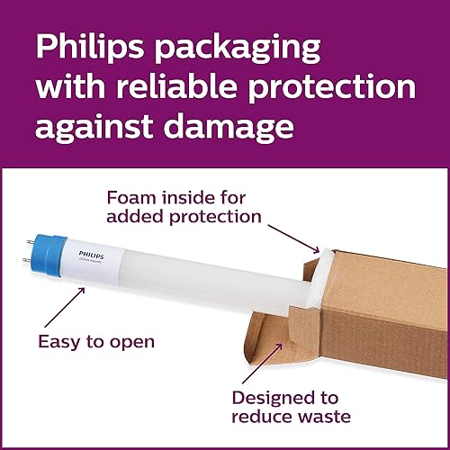 Miniatura 6 de Philips LED InstantFit - Bombilla de tubo T8 de 4 pies, 1800 lúmenes, blanco frío (4000 K), 16 W  32 W, base mediana G13 de dos pines, paquete de 8