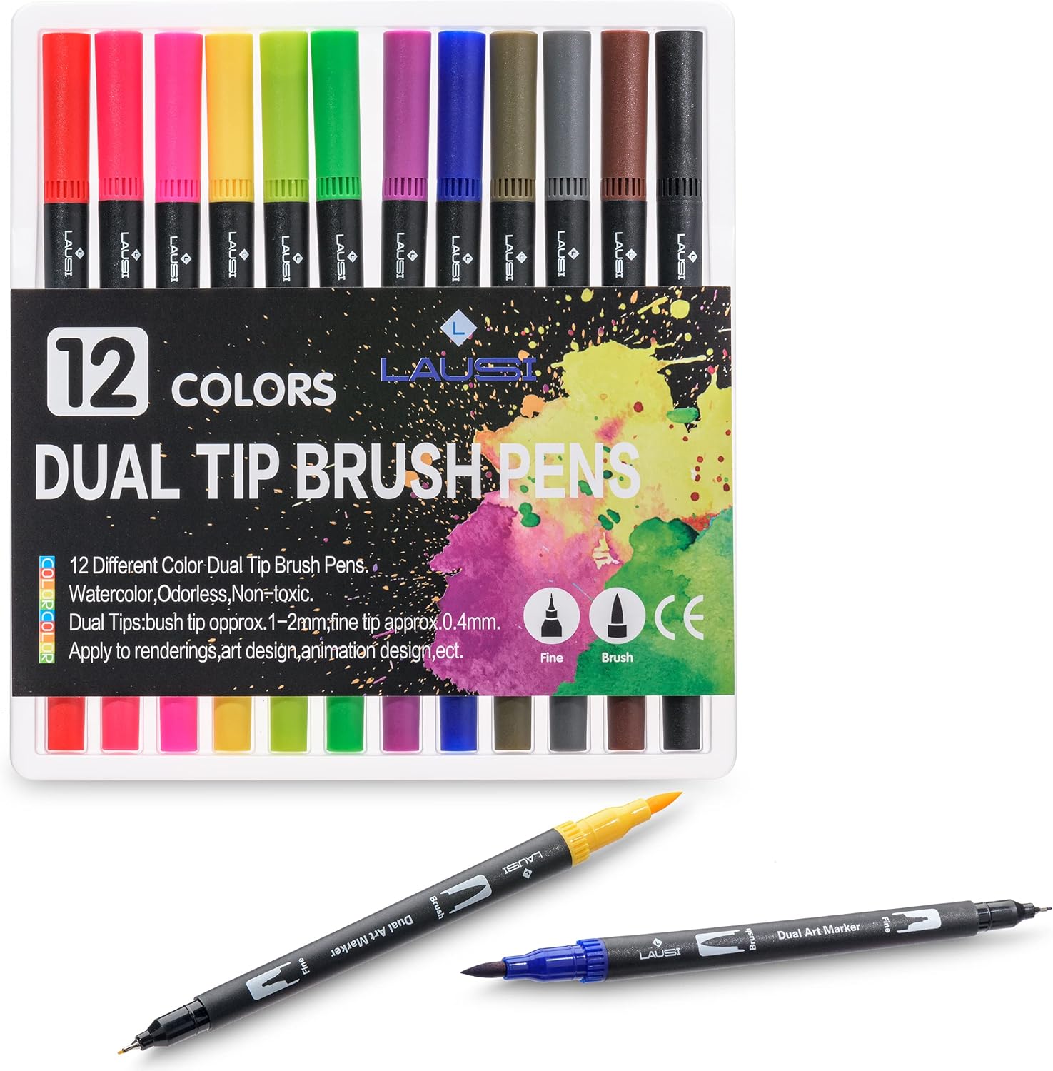 Pennarelli A Doppia Punta FURNIZONE - 24 Colori, Punta Pennello 1-2mm E Fine 0.4mm, Per Journaling E Arte - Foto 3