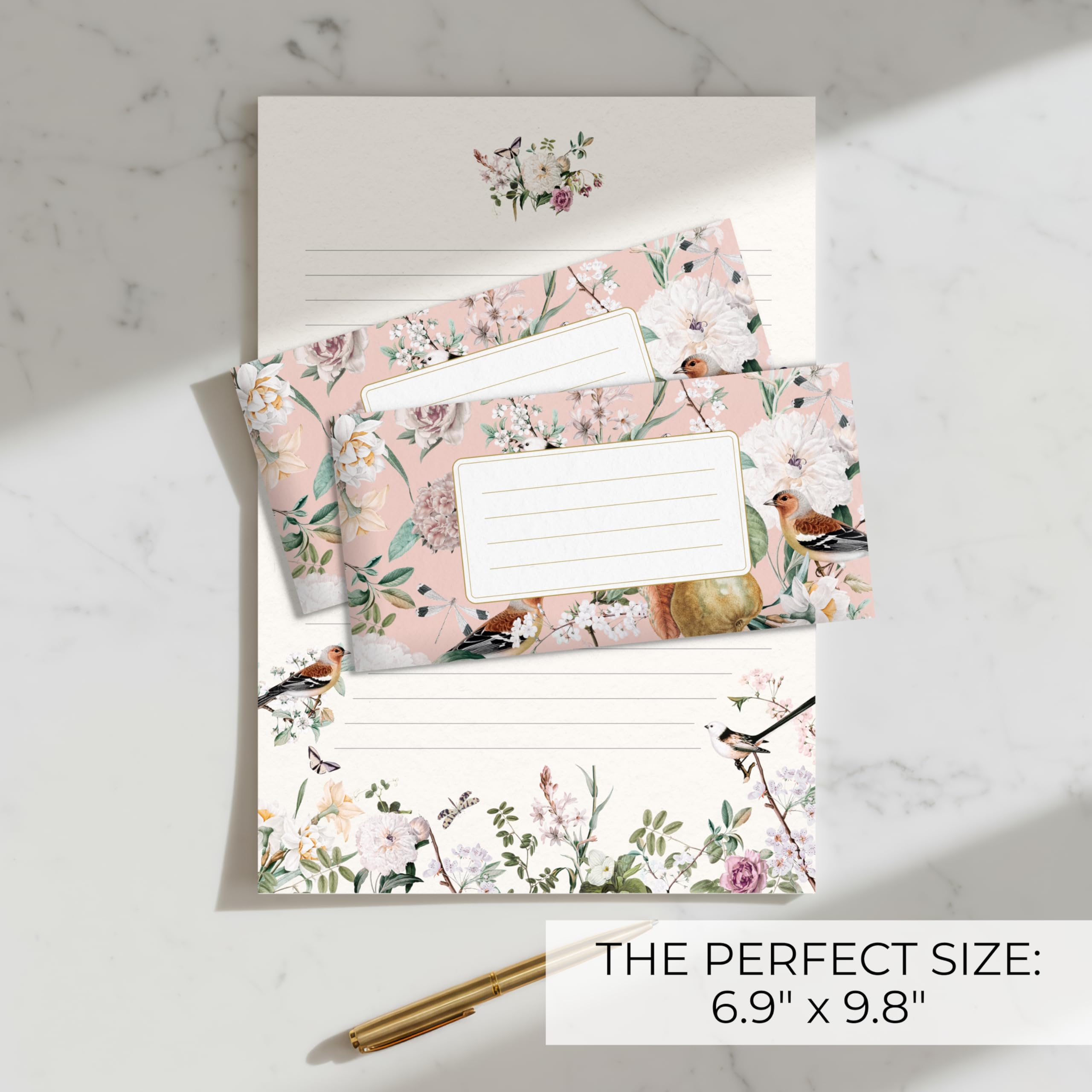 Beautiful Stationery Set with Envelopes - Premium-Quality, No-Bleed Letter Writing Paper with Elegant Floral Designs - Cute Stationary Kit for Women and Thoughtful Gift for Loved Ones