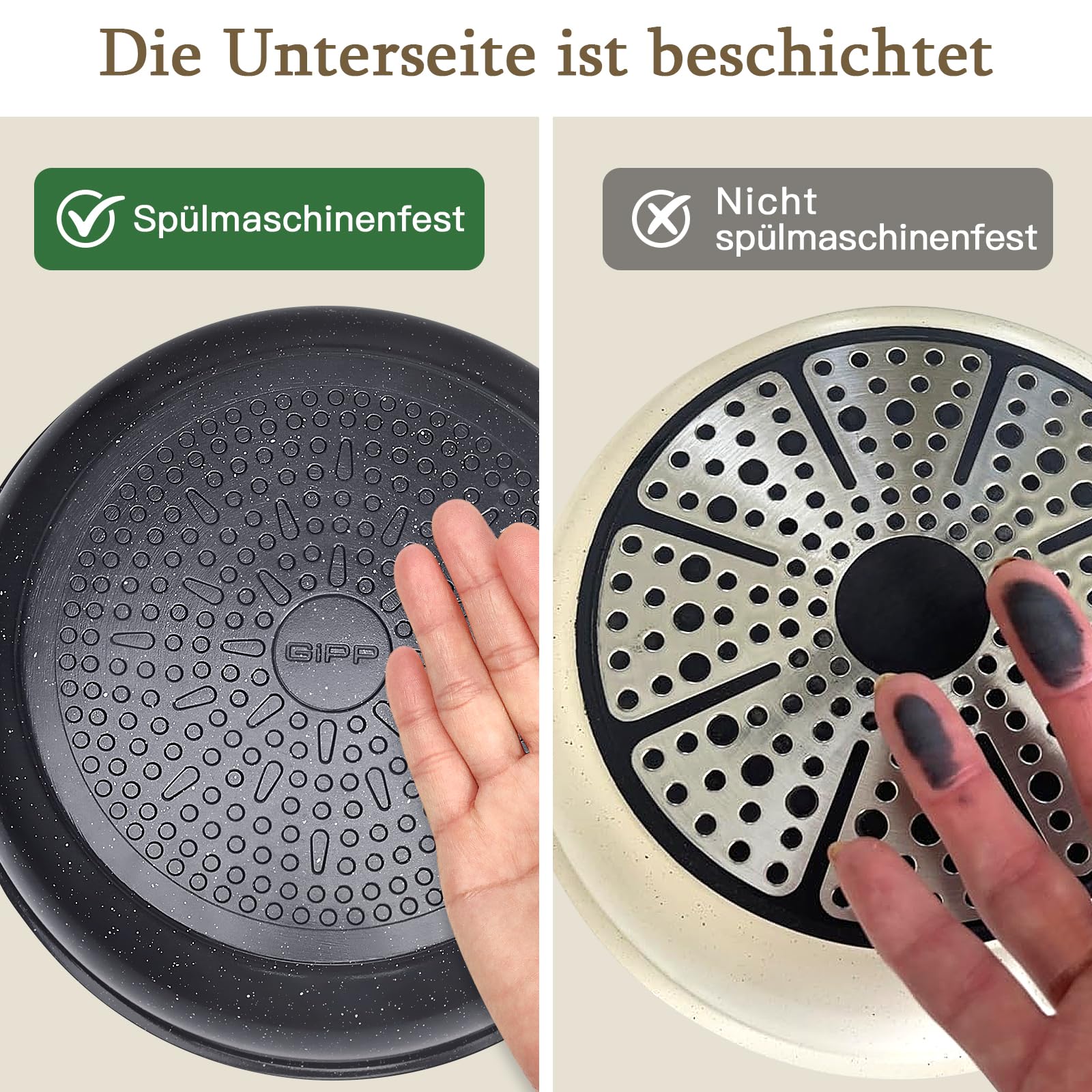 GiPP Kochgeschirrset mit abnehmbaren Griffen, 21-teiliges Pfannenset mit Granit-Antihaftbeschichtung, geeignet für Induktionsherde, ofenfest, für alle Herdarten geeignet