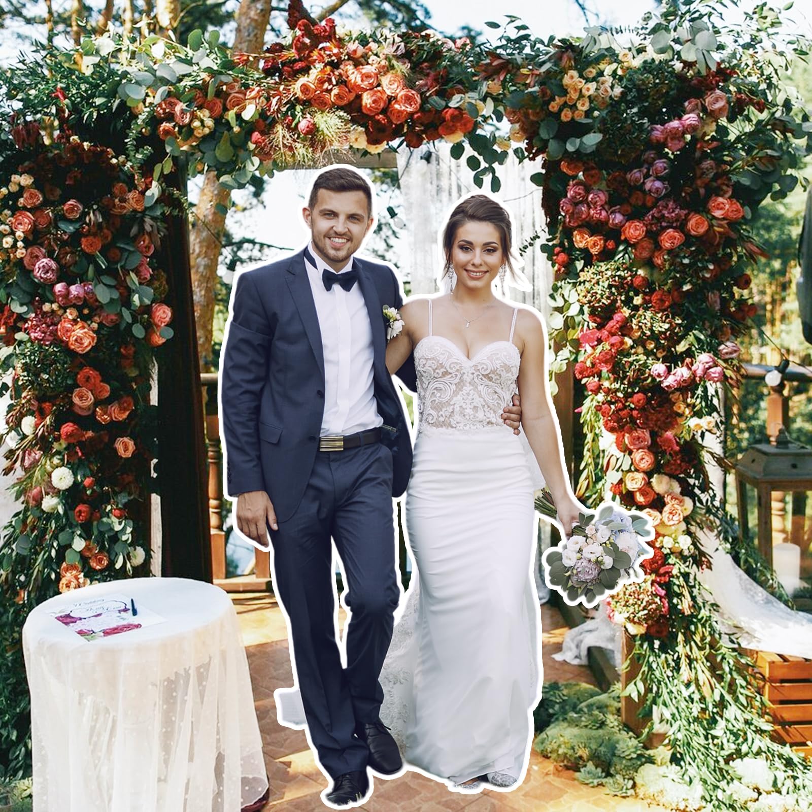 Custom Life Size Cardboard Cutout - Personalized High Resolution Wedding Cutouts with Double Stand Up - Upload A Two-Person Photo for Couples Gifts Wedding Arrangement Decor, 1-8ft