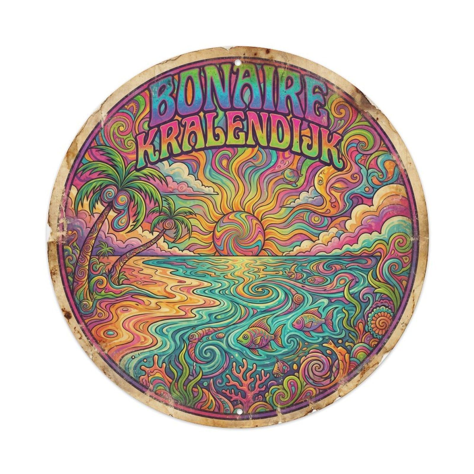 Bonaire Kralendijk Lagoon Travel Graphic Color Metal Tin Sign