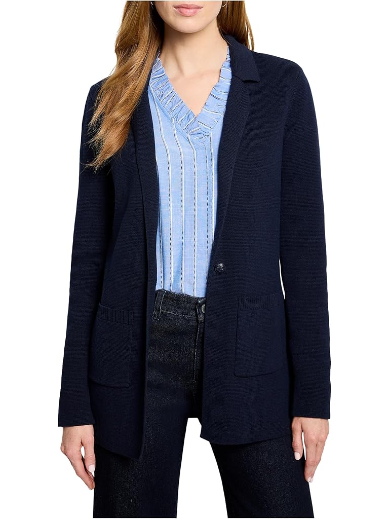 Blue NIC+ZOE Petite Elegant Knit Blazer