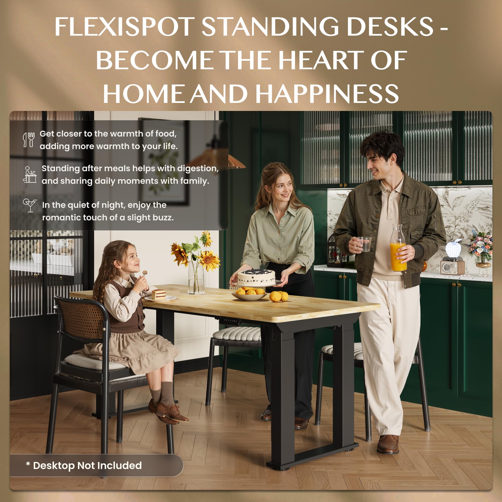 FLEXISPOT Cadre Bureau Assis Debout, Table avec 4 Pieds et Double Moteurs, Table à Manger et Bureau, Télescopique 2 Directions (Capacité de Charge 150 kg)