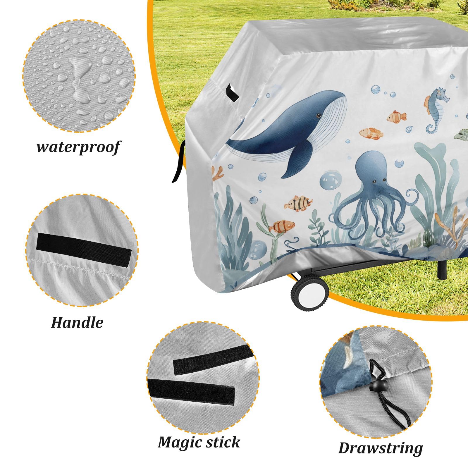 Blue Whale - Copertura per barbecue, impermeabile, resistente, per esterni