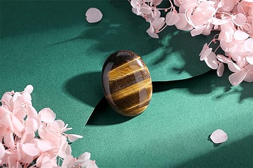 Miniatura 2 de DUQGUHO 2 piedras de cristal curativo, obsidiana negra, ojo de tigre, ovaladas, para palma, cristales pulidos, piedras de preocupación para aliviar