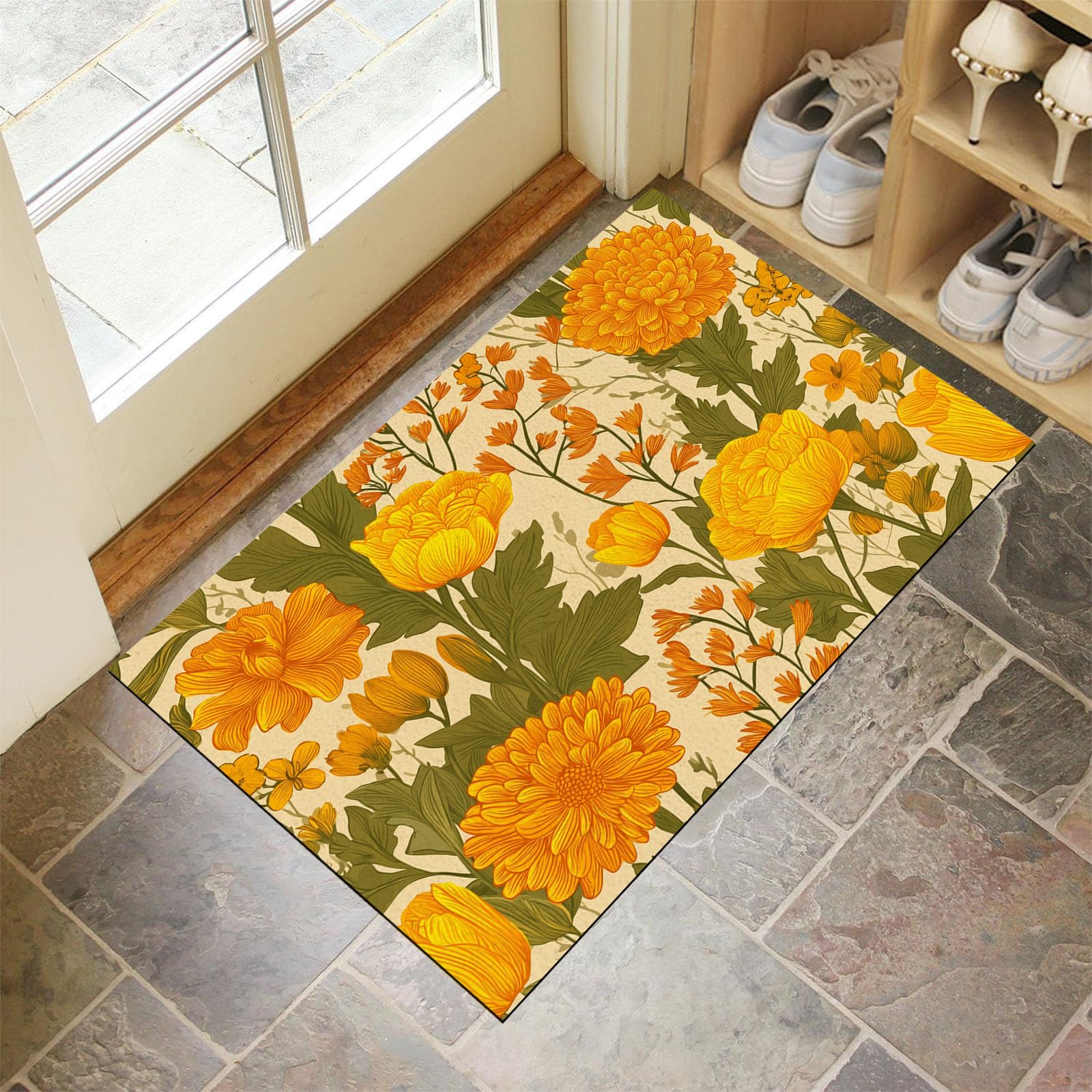 Paillasson dahlias haut de gamme tapis de sol vintage écologique et antidérapant