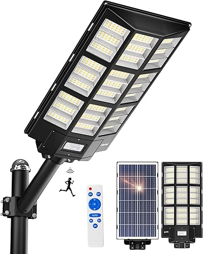Ofuray Of-7200W Luz solar de calle al aire libre-3000K4000K6500K Luz de inundación de seguridad al aire libre, IP67 luces solares de estacionamiento