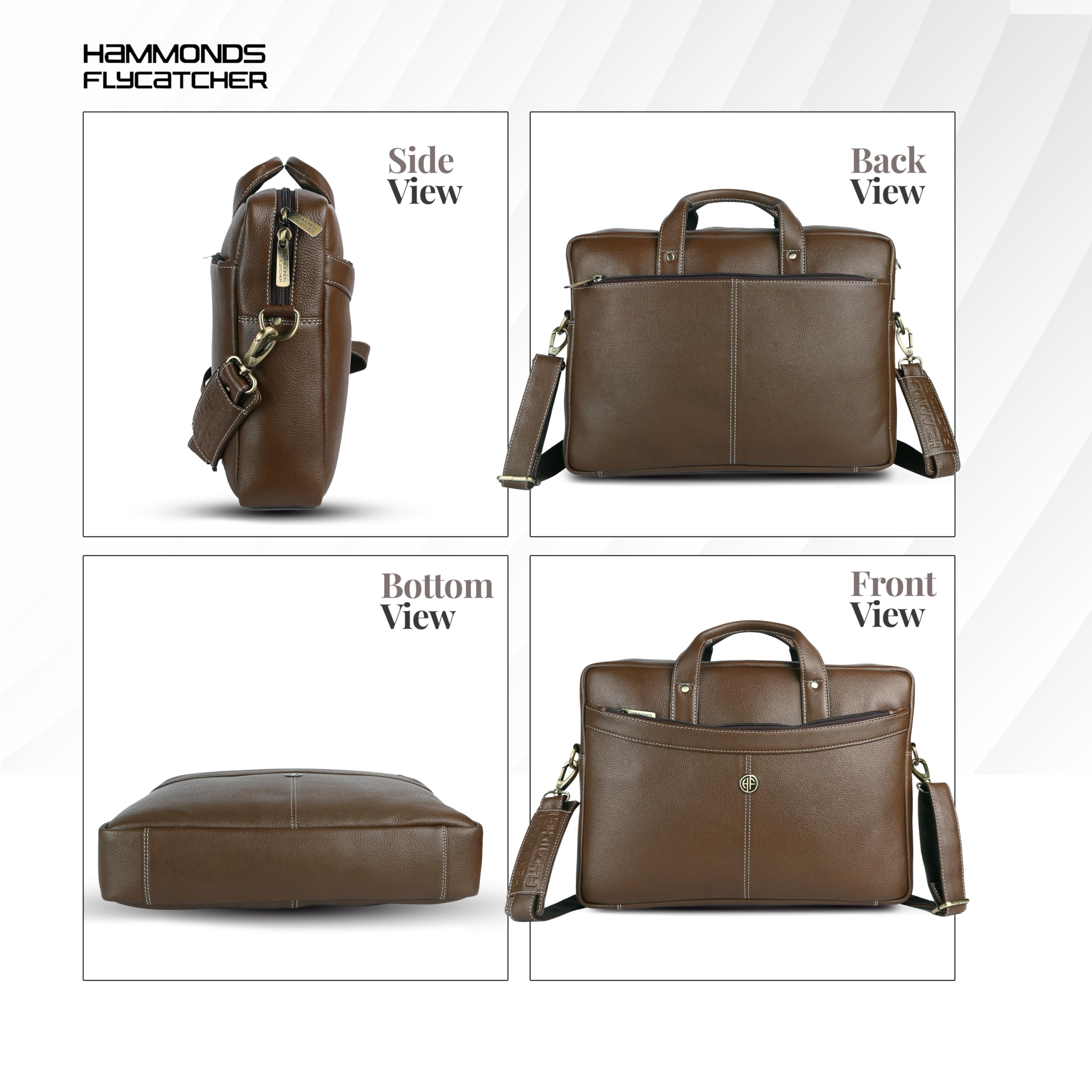 HAMMONDS FLYCATCHER Bombay LB122 - Borsa messenger in pelle marrone per laptop da 15,6" (L=39,H=29, B=8 cm)