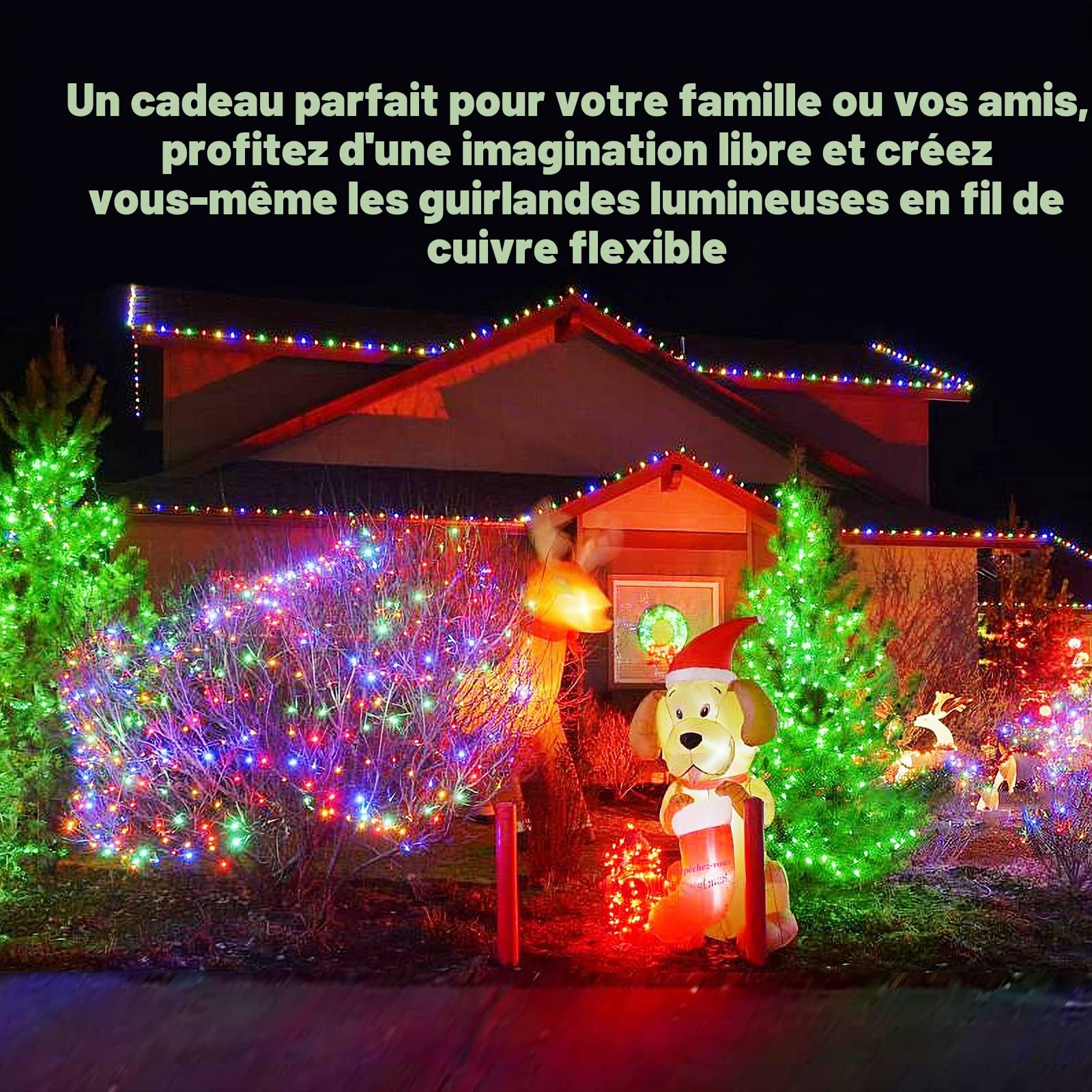 GlobaLink Guirlande Lumineuse Extérieur (8 Modes-Coloré) | iP65 Etanche Guirlande LED en Fil de Cuivre Léger 50M1000Leds Guirlande Super Brillant 2300K Guirlande Lumineuse pour Sapin