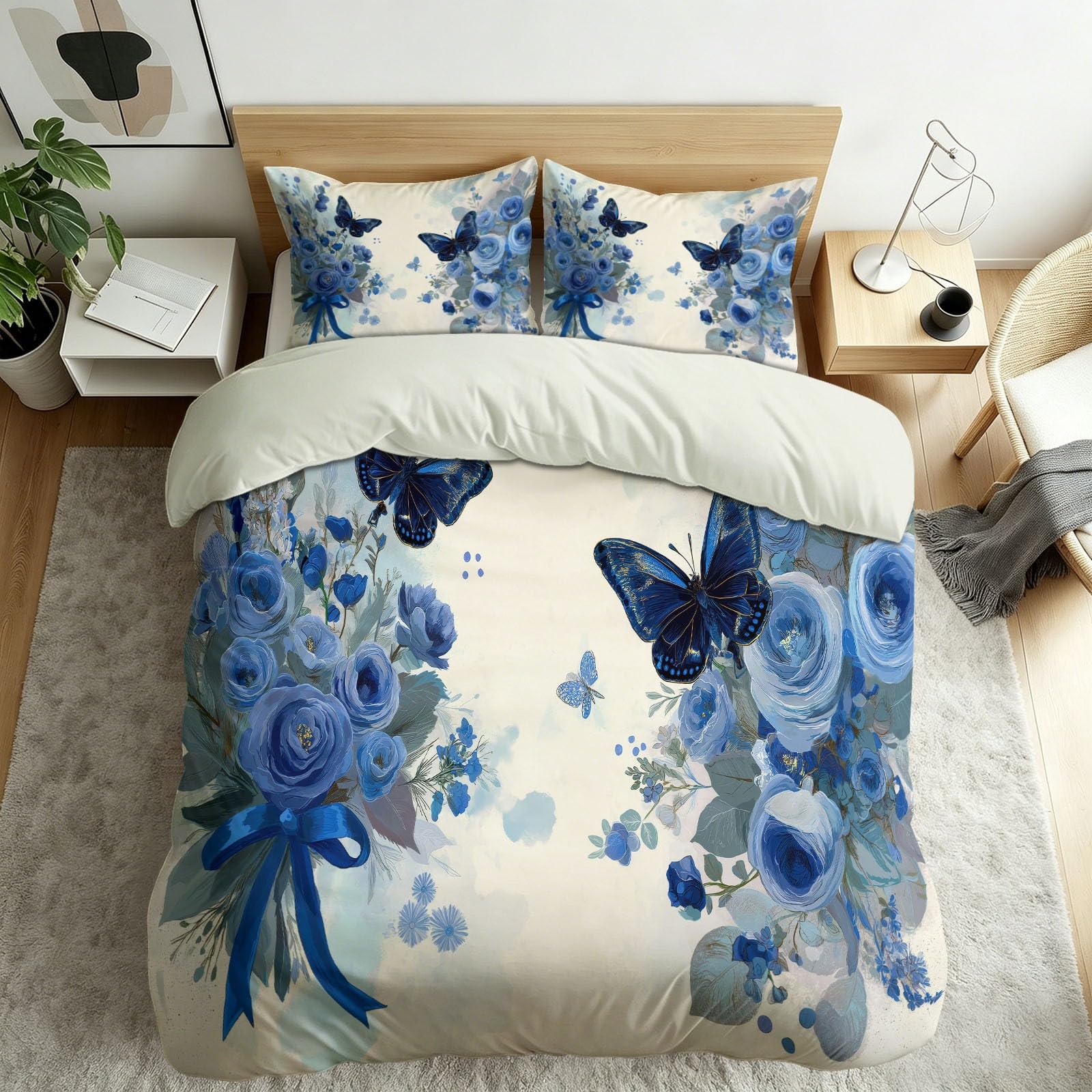 Housse de couette fleur papillon pour transformer l'ambiance d'une chambre