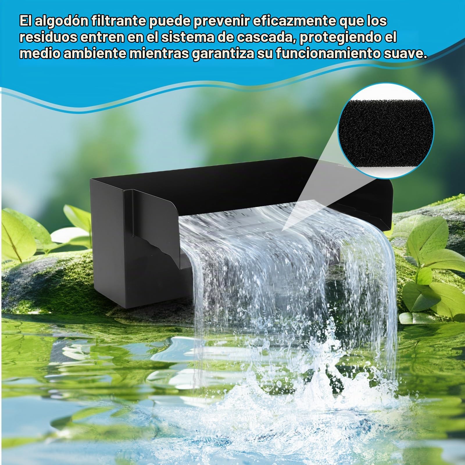 WingFly Estanque Cascada para Estanque de jardín, Juego de Cascada 30 cm de Acero Inoxidable con Bomba de Estanque de 45 W 3000 L/H, Piscina Cascada para Juego de Agua, Patio, Pared de Agua