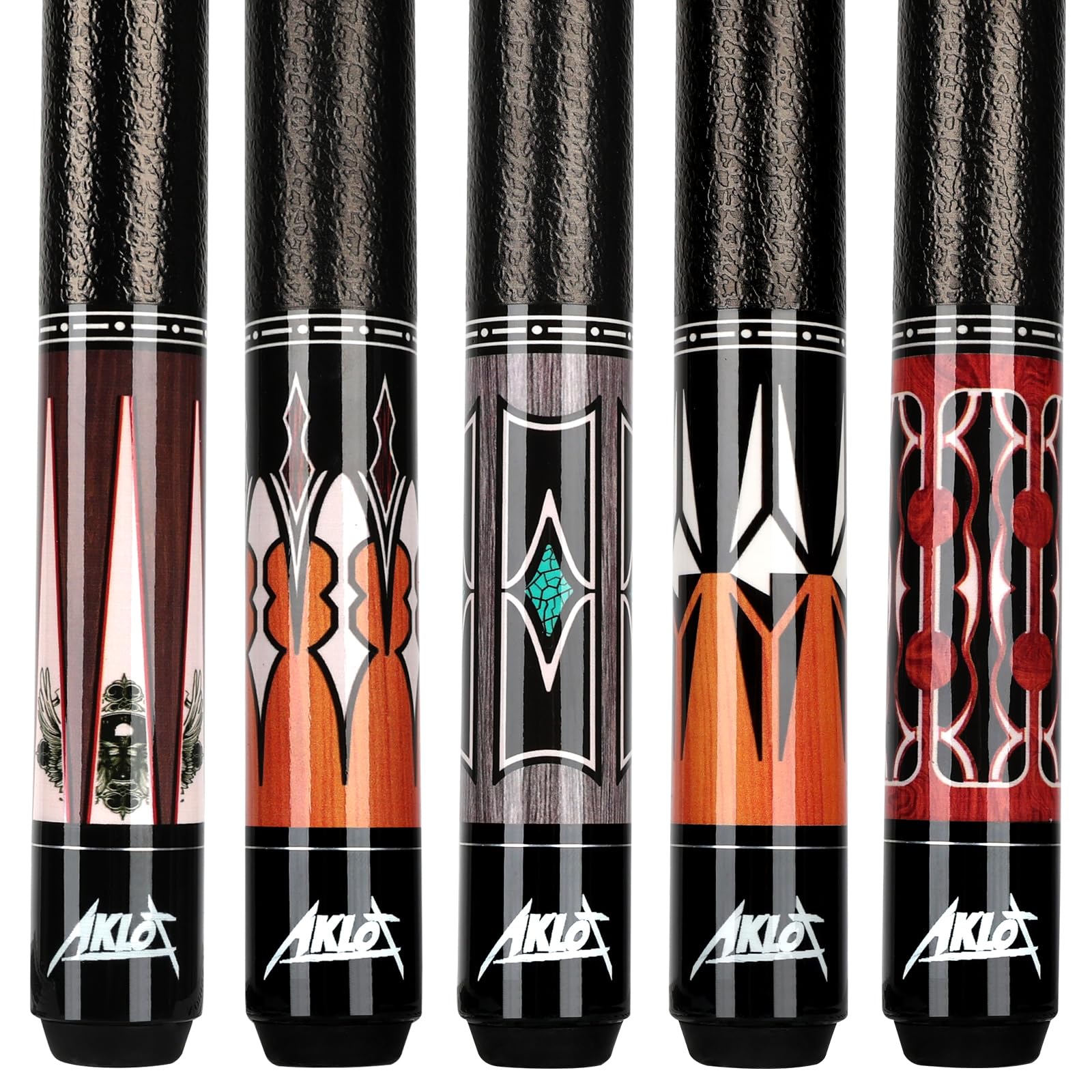 Aklot Pool Cues, 5-Pack 58" Maple Billiard Cue Stick, Pool Sticks for Adults - Perfect for Beginners Home Game Rooms, Bars & Billiard Halls, 18 19 20 21 oz Billiardqueue