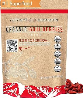 New Nutrient Elements Premium Organic, Raw & Dried Goji Berries 1/2 LB. USDA Certified Natural Superfood. Extra Large, Non-GMO Berries with Resealable Bag. Includes Free Recipes EBook