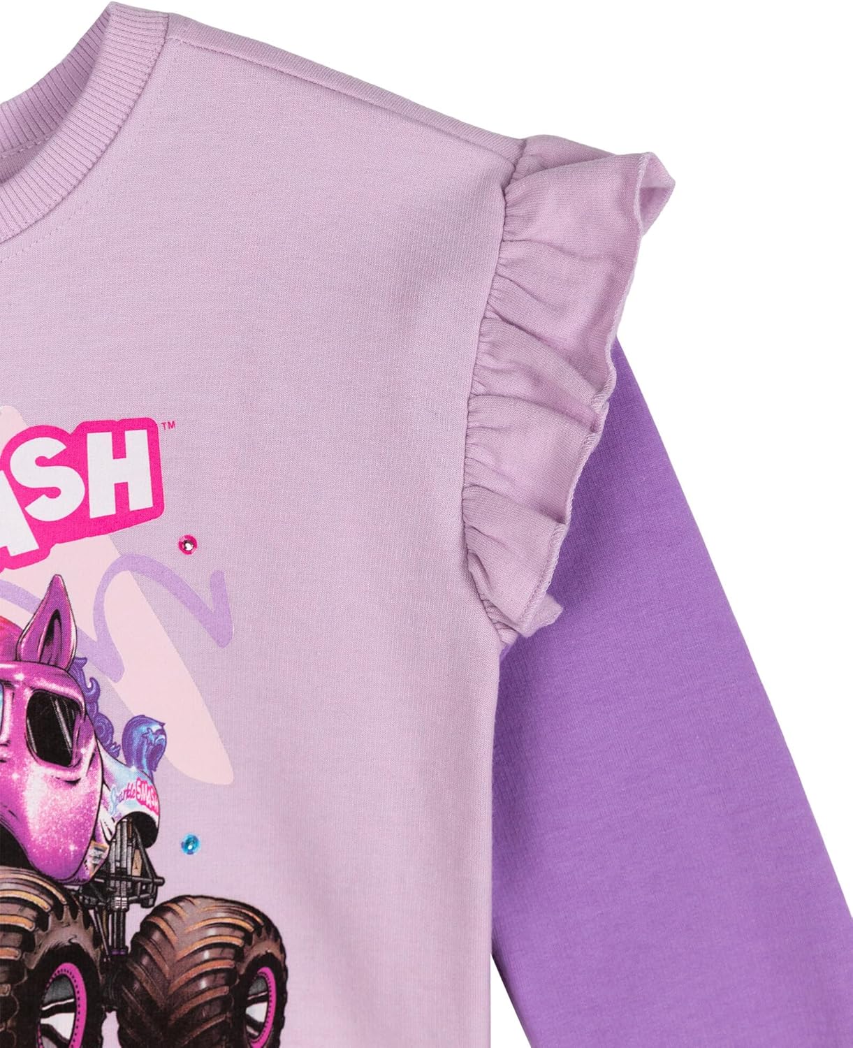 Monster Jam Girls Fleece Pullover Sweatshirt and Jogger Pants Outfit Set Toddler to Big Kid Sparkle Smash - Image 5