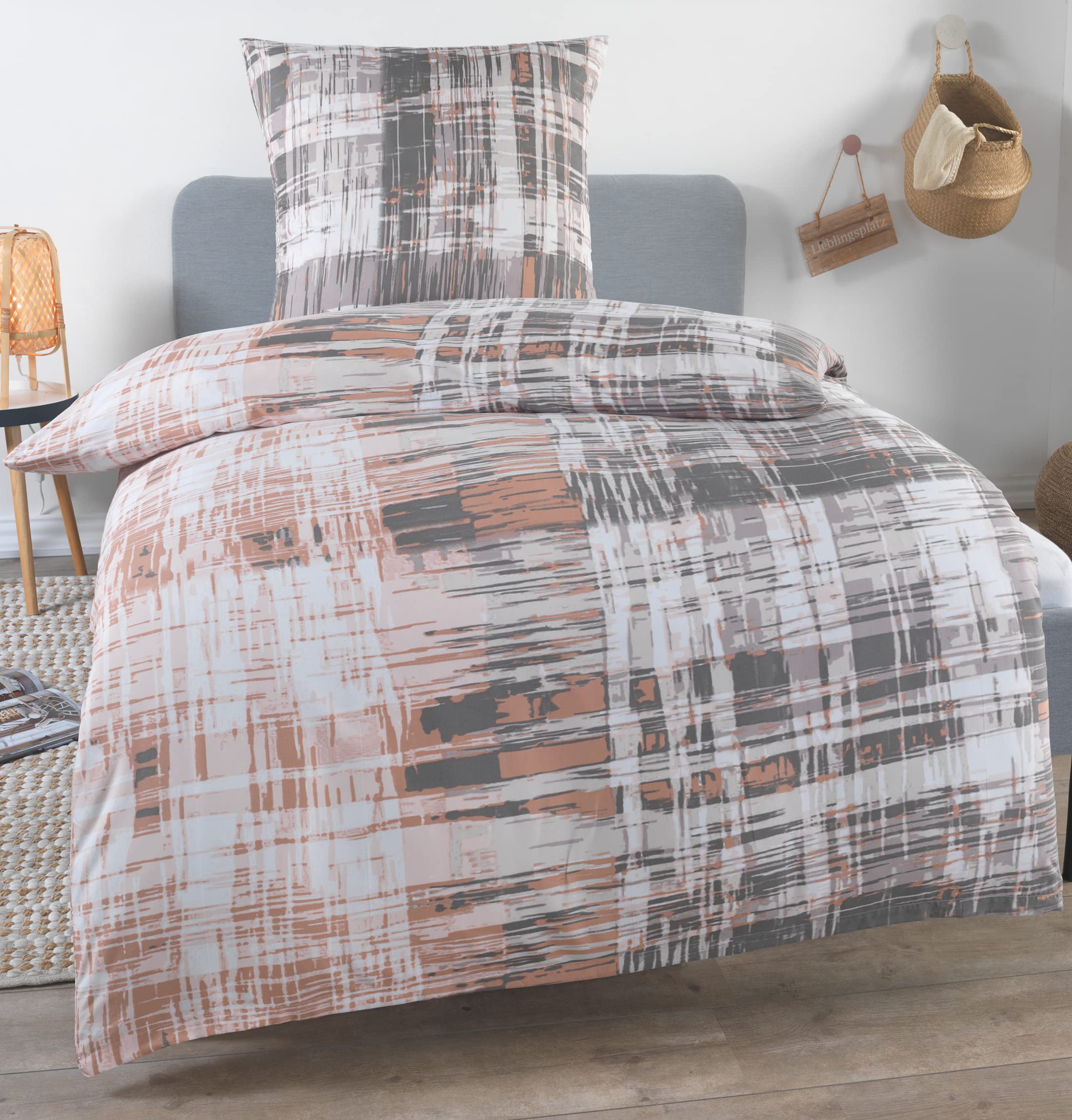 DreamHome leichte Sommer Bettwäsche 135x200 2 teilig | ÖkoTex Zertifiziert & für Allergiker geeignet |Bettwäsche Set mit 1 Bettbezug 135 x 200 & Kissenbezug 80x80, Design