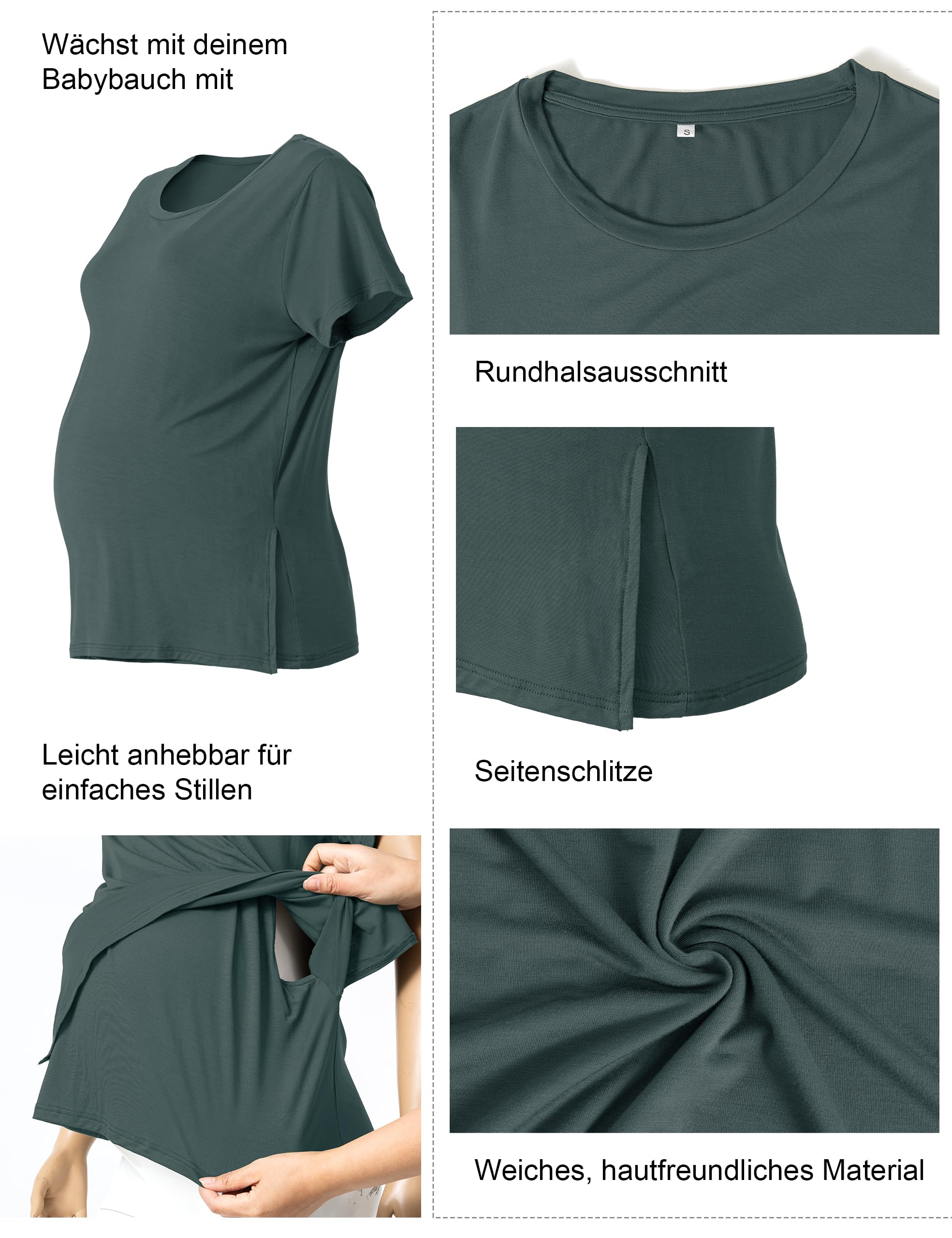 SUNNYBUY Still - Juego de 3 camisetas de lactancia de manga corta para mujer, ropa de maternidad cómoda para embarazo y lactancia