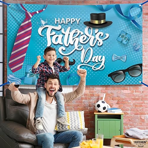 Miniatura 6 de XtraLarge - Banner para el Día del Padre, 72 x 44 pulgadas, decoración azul feliz del día del padre, telón de fondo del día del padre, pancarta