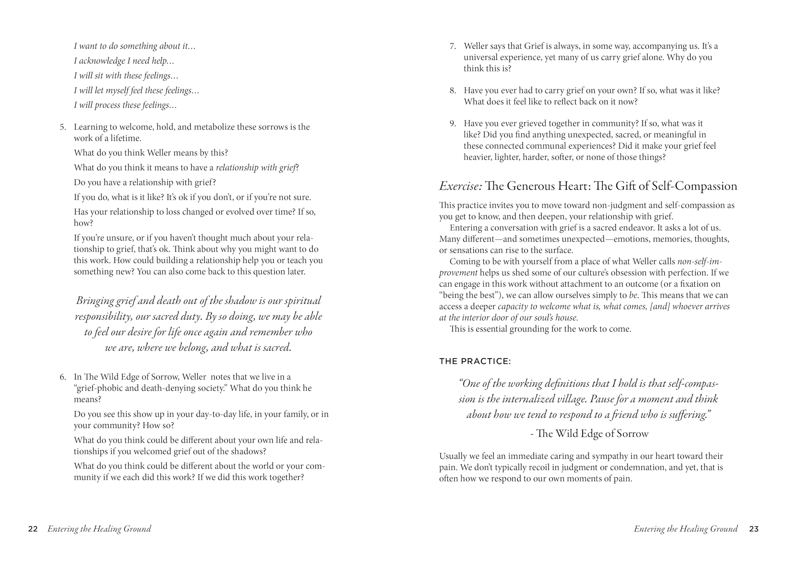 Entering the Healing Ground: The Wild Edge of Sorrow Official Workbook--Reflections, rituals, and meditations for grief and renewal