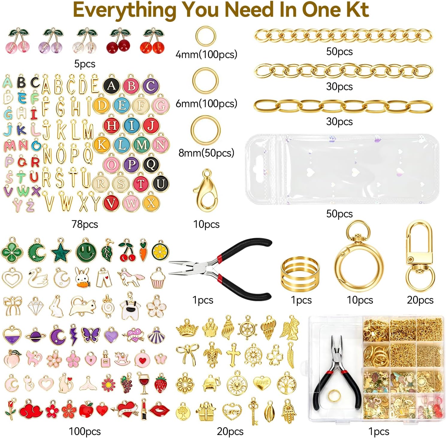656Pcs Charms Lip Gloss Keychain Making Kit, DIY Craft Supplies with Charms