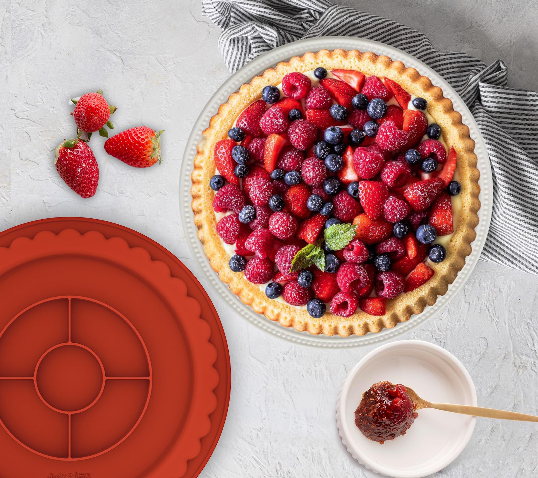 webake Moule à tarte aux fruits - 26 cm - En silicone - 1 pièce - Moule à gâteau - Moule à gâteau - Moule à gâteau - Moule à gâteau - Moule à gâteau - Moule à gâteau - Moule à gâteau