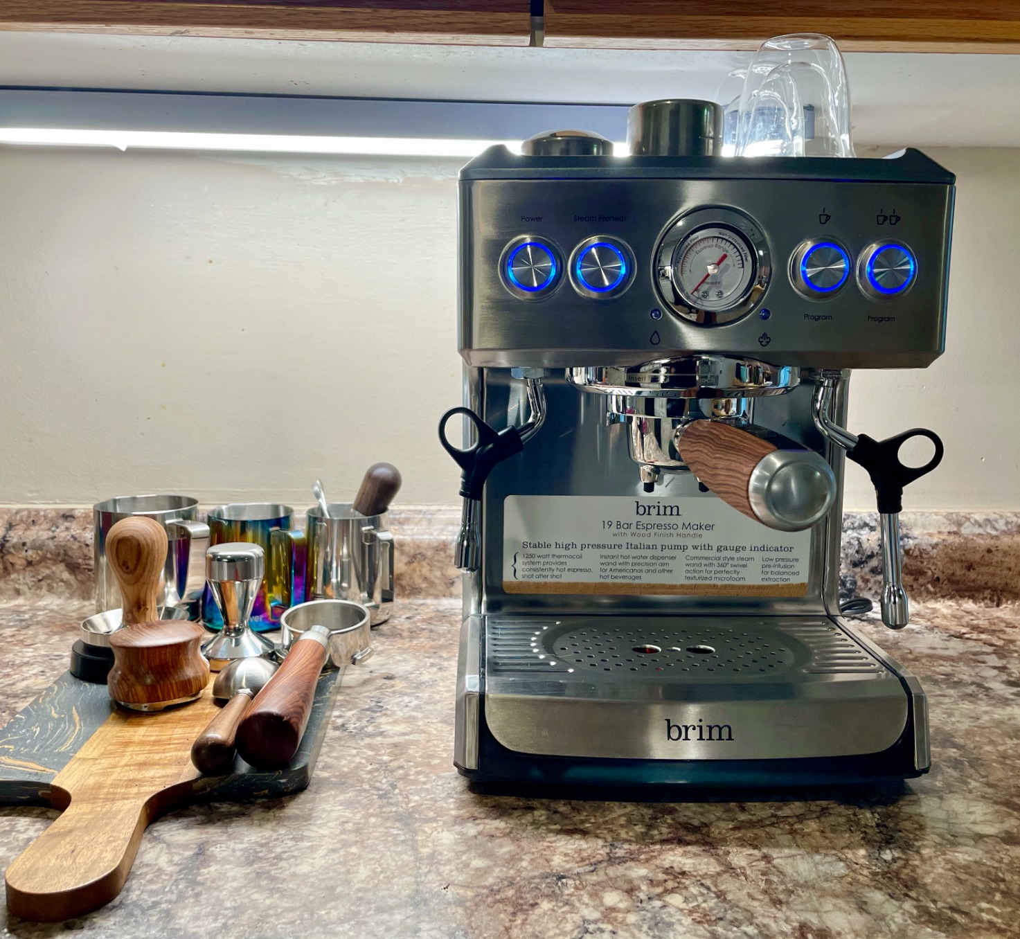31/mo Finance Brim 19 Bar Espresso Machine, Fast Heating Cappuccino, Americano, Latte and