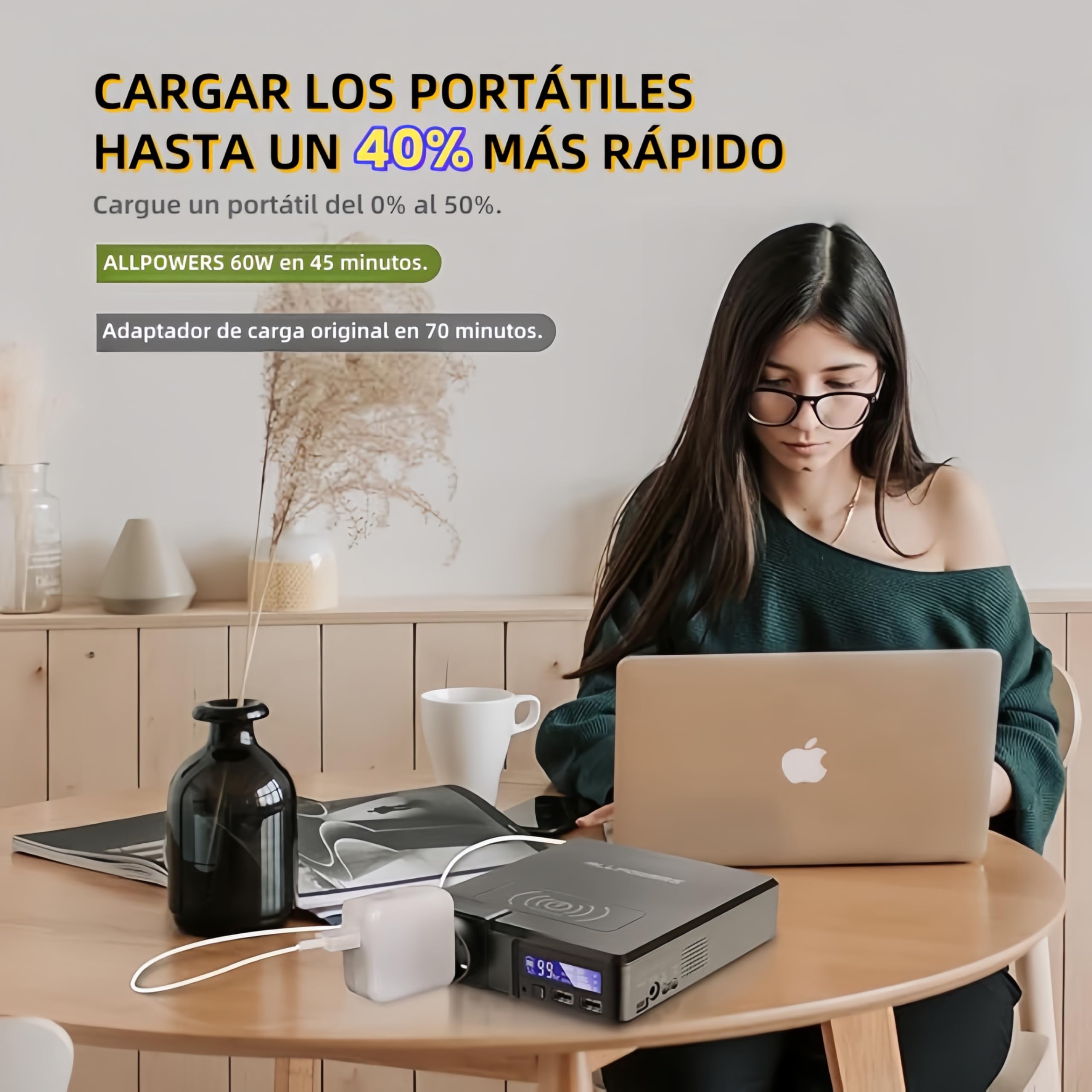 ALLPOWERS S200 Estación de Energía Portátil 200W 154Wh Generador Solar Batería de Almacenamiento de Energía Móvil Adecuada Para Acampar Teléfonos Móviles Computadoras Portátiles Viajes RV Emergencia