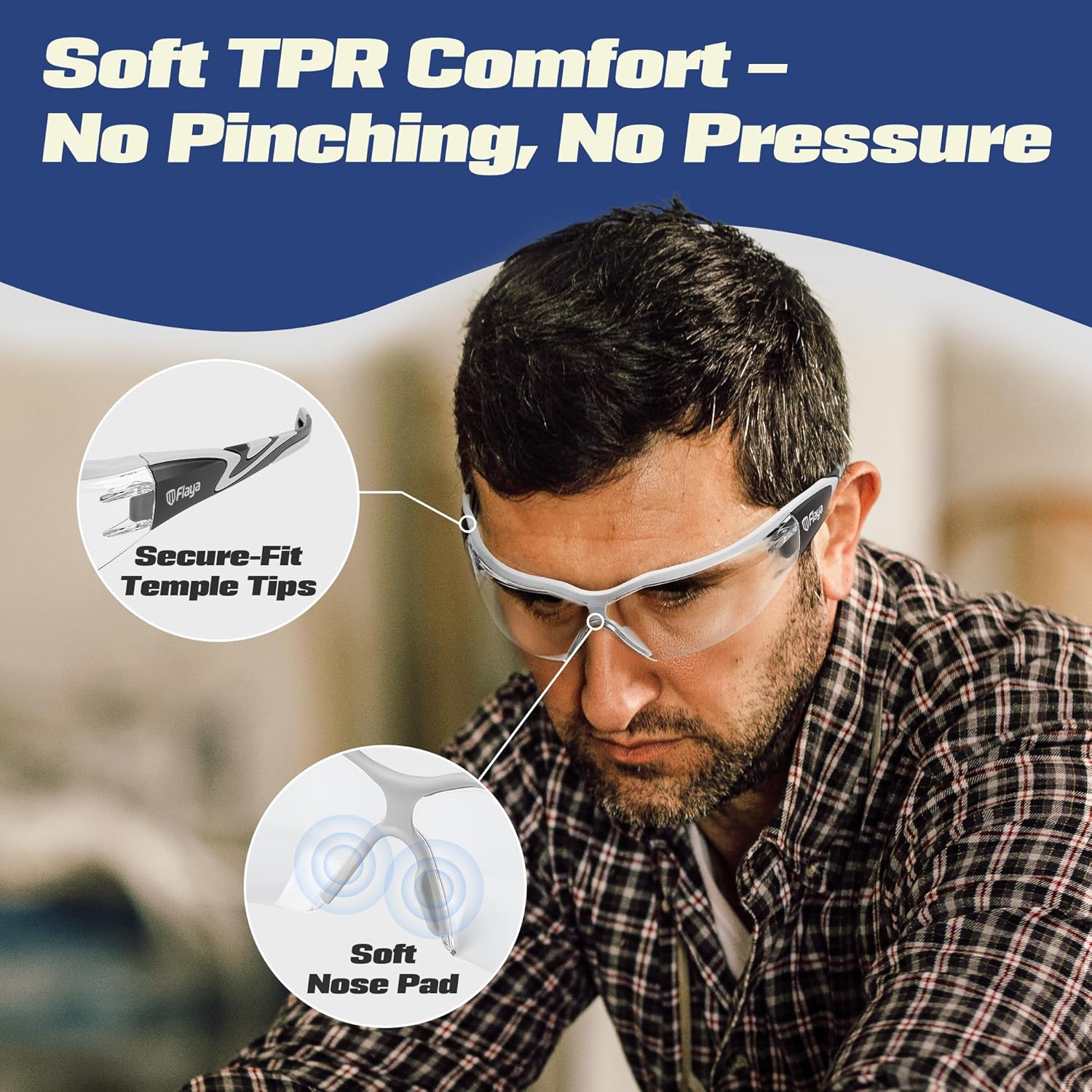 Flaya Safety Glasses for Men & Women Anti-Fog ANSI Z87.1 UV400 Protective Pickleball Glasses for Shooting, Lab & Construction - Image 2