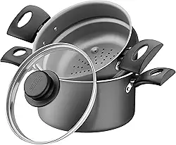 Cuscuzeira Tramontina Turim em Alumínio com Revestimento Interno e Externo em Antiaderente Starflon Max Chumbo 16 cm