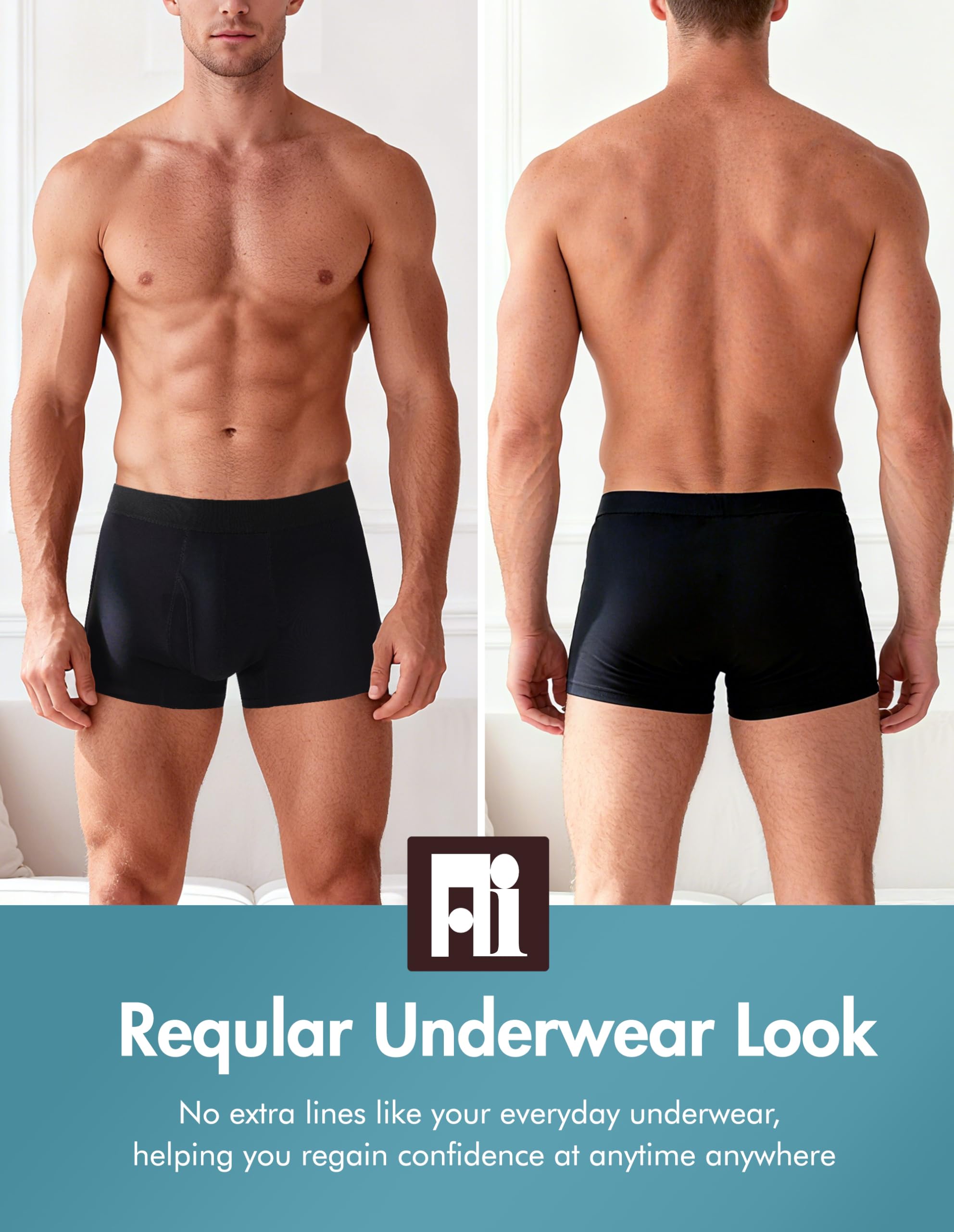 AIRCUTE Herren-Unterhose für Urin-Inkontinenz, mit Öffnung vorne, saugfähig, auslaufsicher, für Auslaufen, 60 ml, 3 Stück