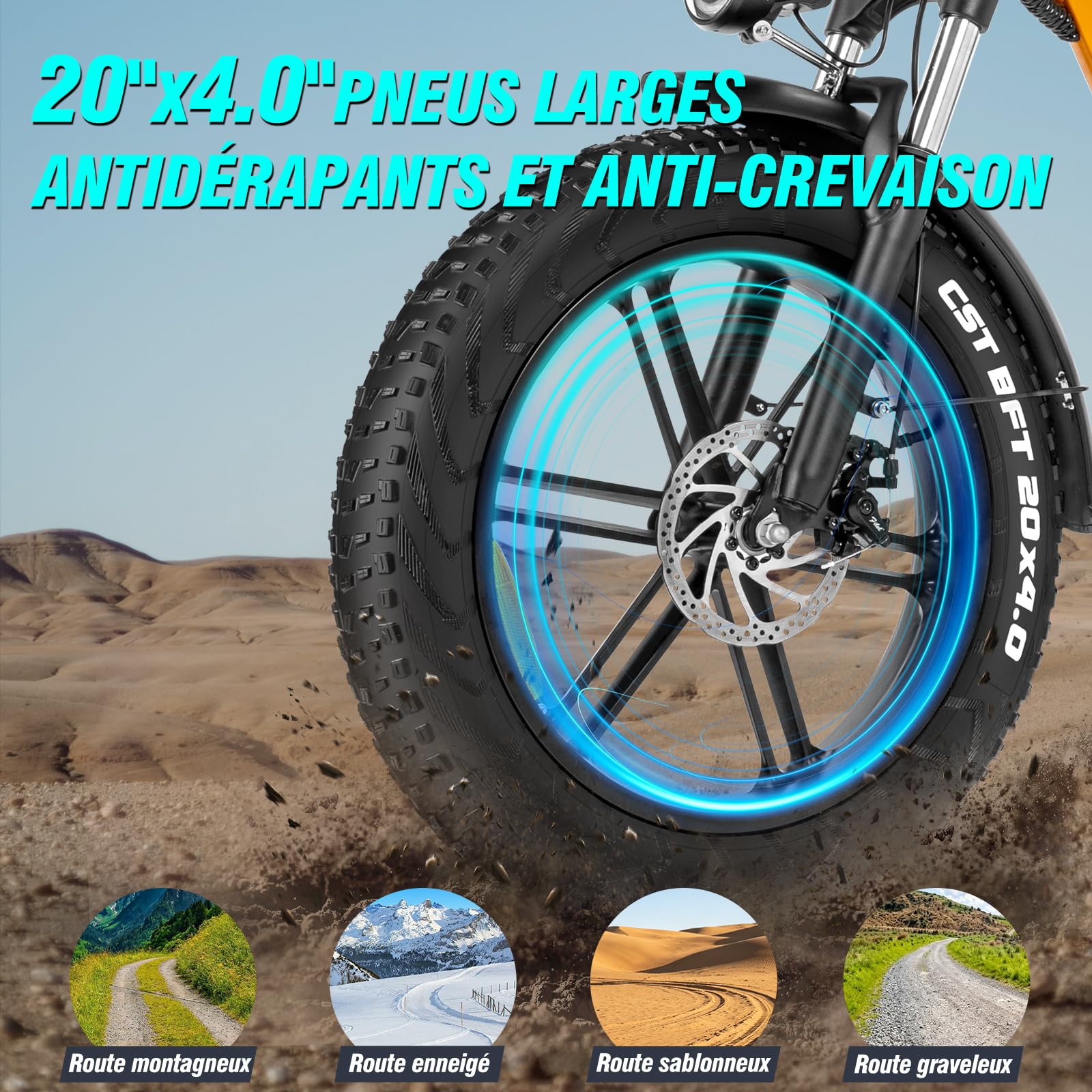 YVY MN20 Vélo Électrique Pliable, Autonomie 120km, Batterie Amovible 48V 15Ah, Moteur 80Nm, Fat Bike Électrique, 20" VTT Électrique 7 Vitesses, E-Bike Double Suspension, Double Disque, Écran LCD