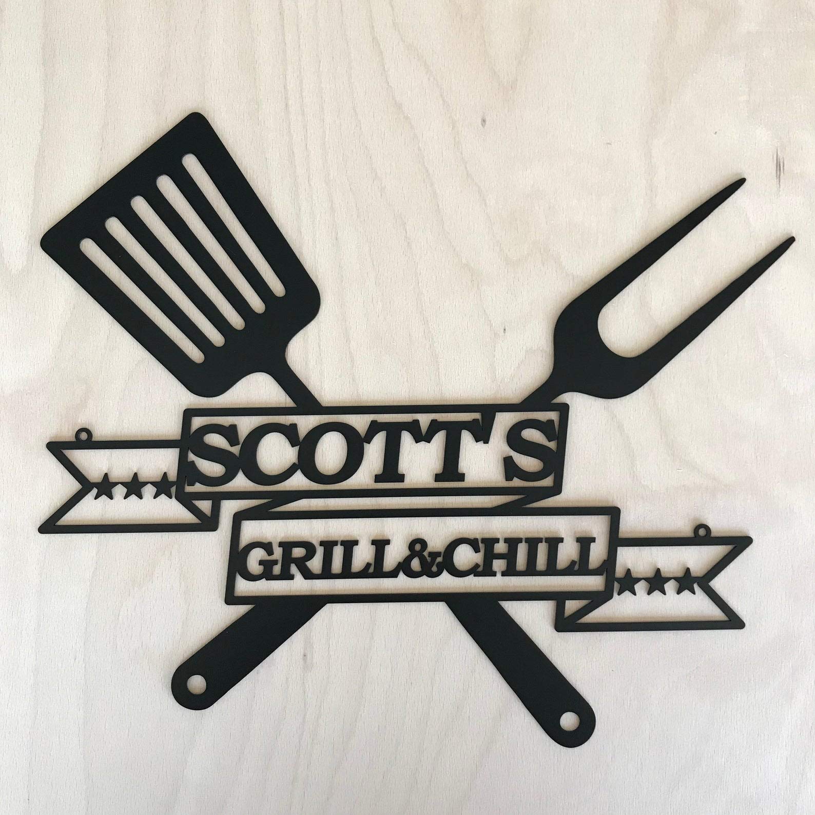 Letrero de pared de metal con nombre personalizado, Idea de Regalo para padre, Decoración de Cocina y Hogar, patio, parrilla, Cartel montado la pared, Zona de Barbacoa, porche, BBQ, jardín, exterior