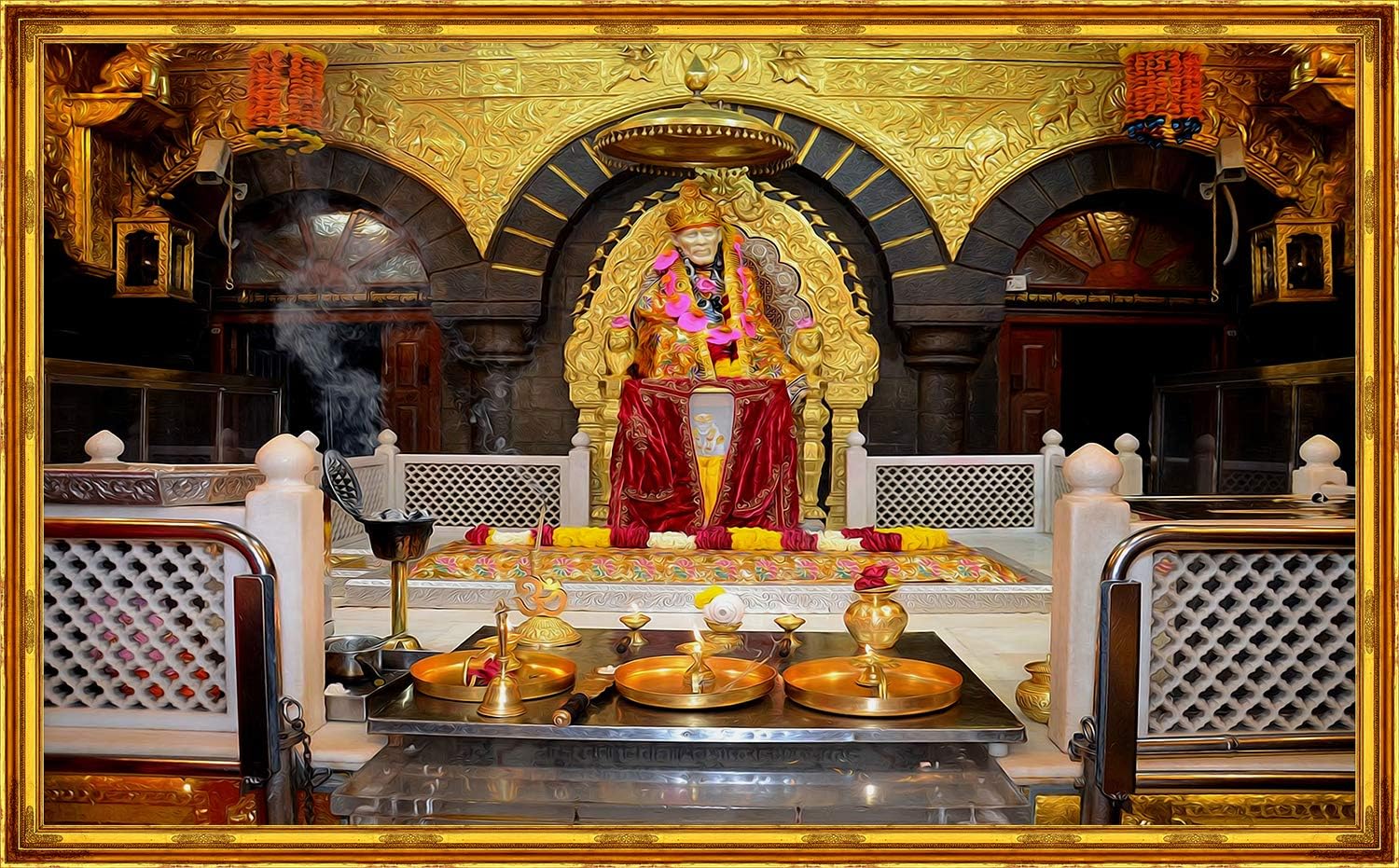 Mode Stoff HD Digitally Printed Sai Baba Unframed Polyester Canvas Painting (20x30 inch)