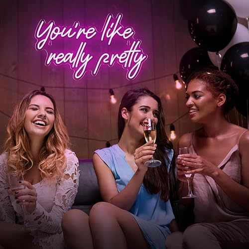 Miniatura 8 de Letrero de neón con texto en inglés "You're Like Really Pretty Neon Sign" para decoración de pared, con texto en inglés "You're Like Really Pretty