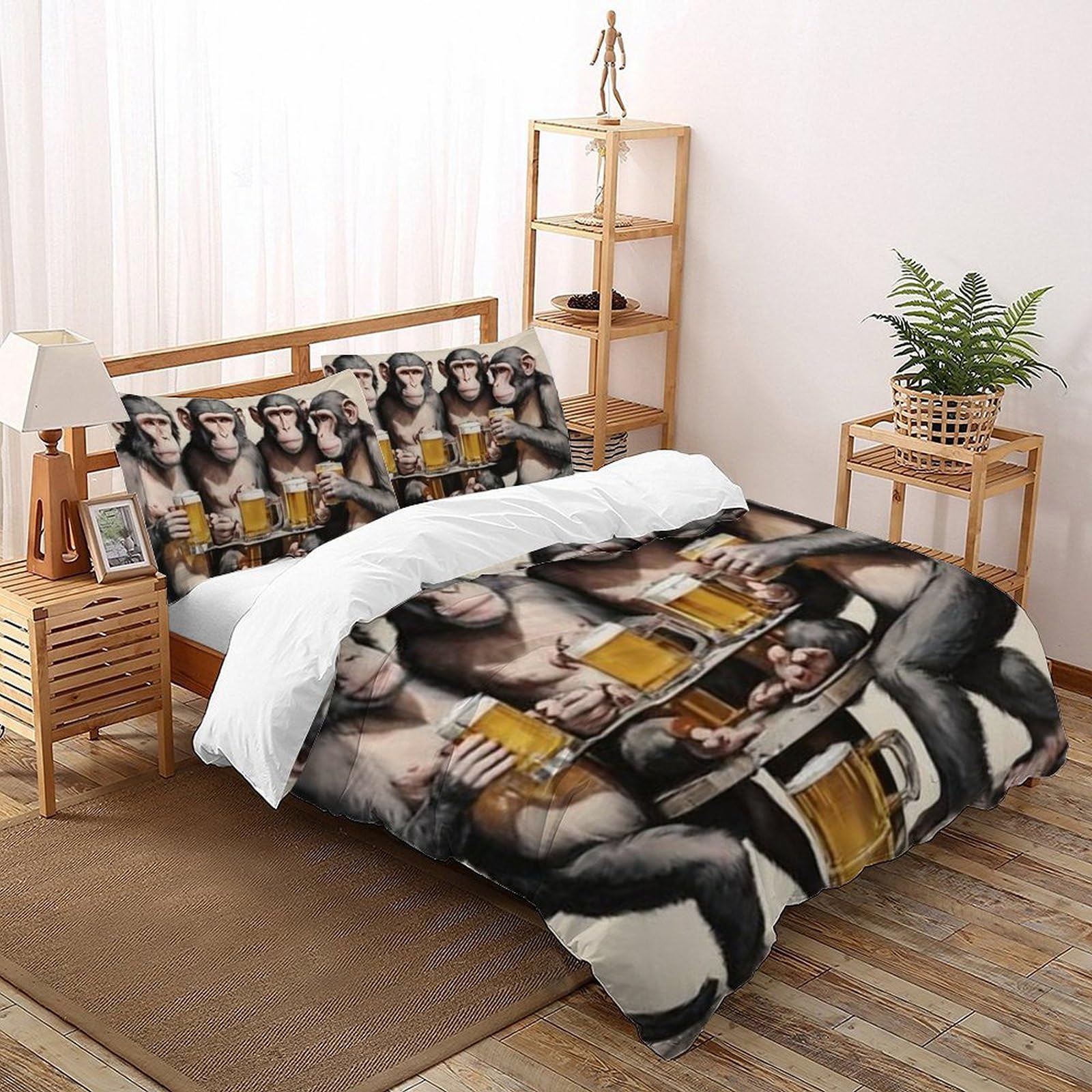 Housse de couette fermeture éclair 200x200cm pour lit enfant double motif animaux 3D