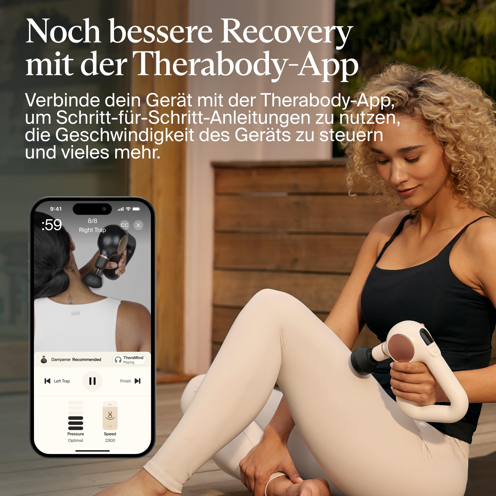 Theragun Sense Percussion Massagepistole – persönliches Tiefengewebe-Massagegerät mit vorinstallierten Atemübungen für Stressabbau-Weiss