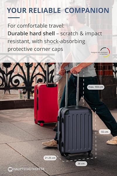 Hauptstadtkoffer Spree – Bagage à Main, 55 × 36 × 21 cm, Serrure TSA, 4 Roues, 42 litres, Valise de Voyage, Valise Rigide, Trolley, Bagage Cabine, Extensible, Bleu foncé - 3