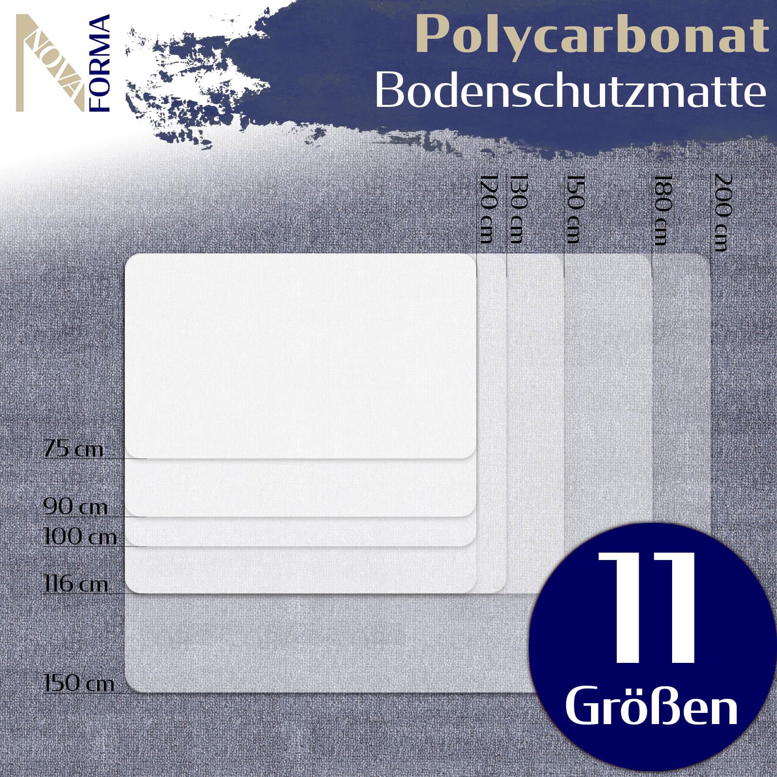 Bodenschutzmatte DURA-MAT aus Polycarbonat für Teppichböden (90x120 cm) | transparente Stuhlmatte - robuste Bürostuhl Unterlage für zuverlässigen Bodenschutz - Stuhlunterlage für Zuhause & Büro