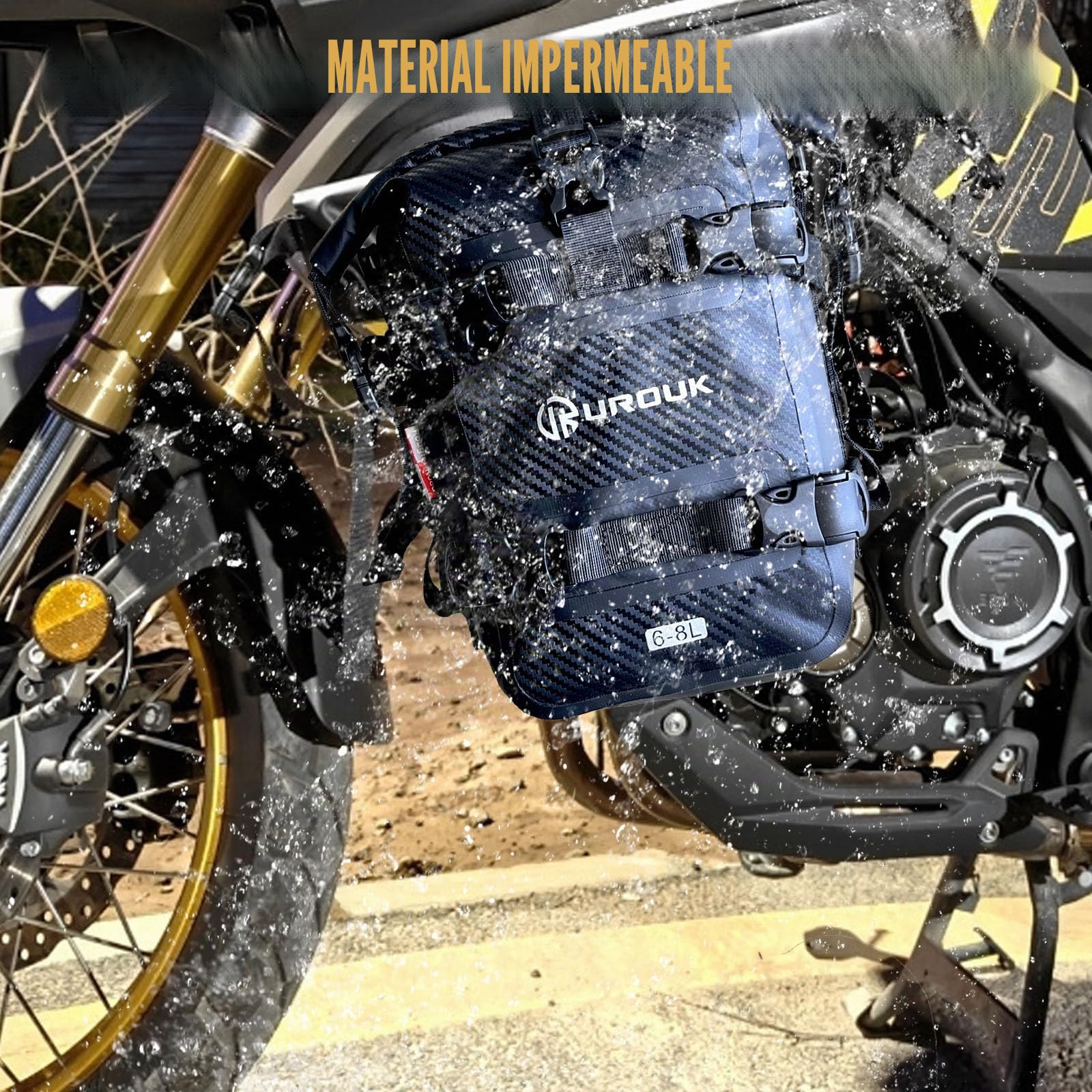 Bolsa Parachoques Moto 6L Bolsa Impermeable de Sillín para Defensas de Motocicleta - Ideal para Parachoques, Chasis y Montaje Trasero