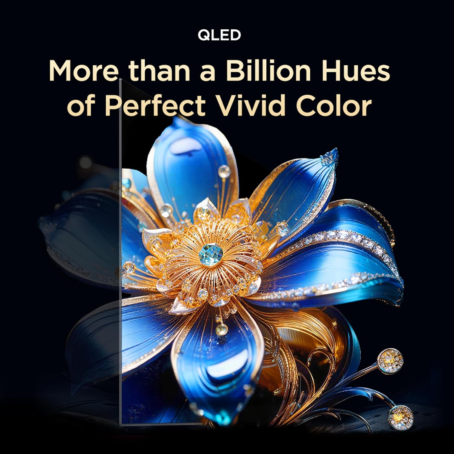 Image illustrating QLED technology with 'More than a Billion Hues of Perfect Vivid Color'