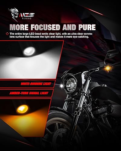 Vista 16 de MZS 1157 - Kit de luces LED para motocicleta, luces LED mejoradas, cuentas LED rojas de 2 pulgadas, estilo bala con doble color delantero o trasero