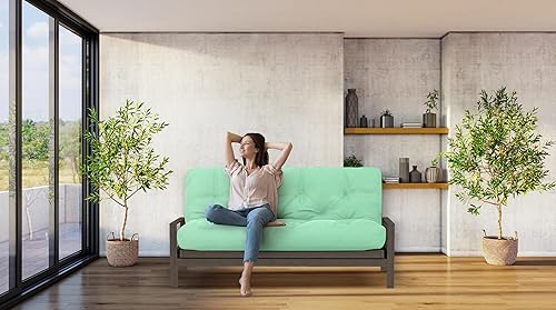 Miniatura 32 de Nuevo reemplazo del colchón del futón con cubierta lisa, bobina con bolsillos, espuma viscoelástica/resortes internos, Algodón, Marino Azul