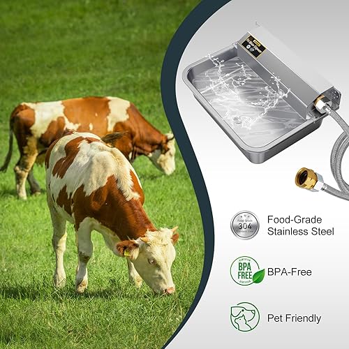 Miniatura 8 de Dispensador automático de agua de 1 galón3.8 litros para perros, cuenco de agua automático patentado para exteriores, dispensador de agua de acero