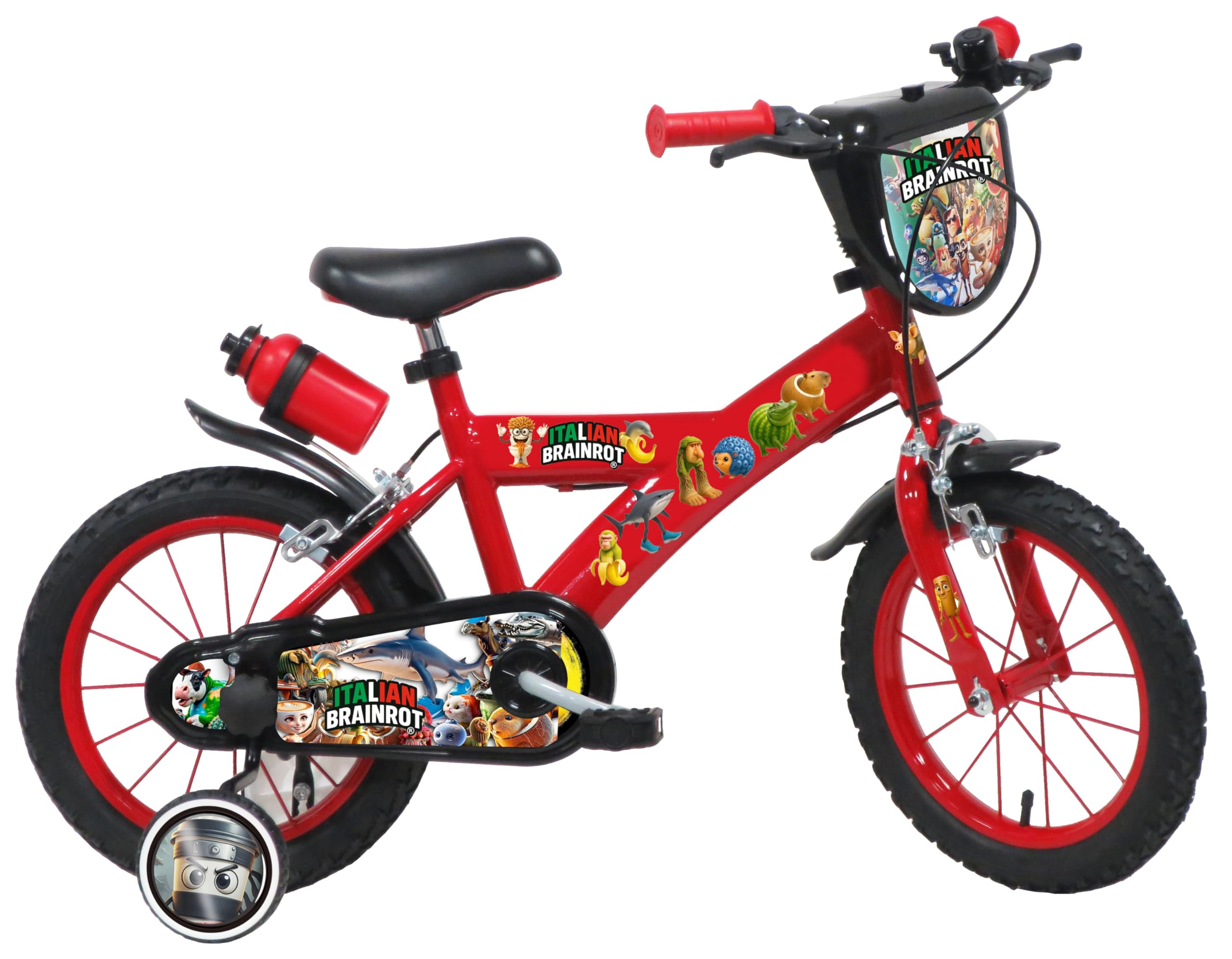 BICICLETTA PER BAMNINI DAI 4 AI 6 ANNI DI BRAIN ROT CON STABILIZZATORI LATERALI. MADE IN ITALY. MISURA 16 POLLICI