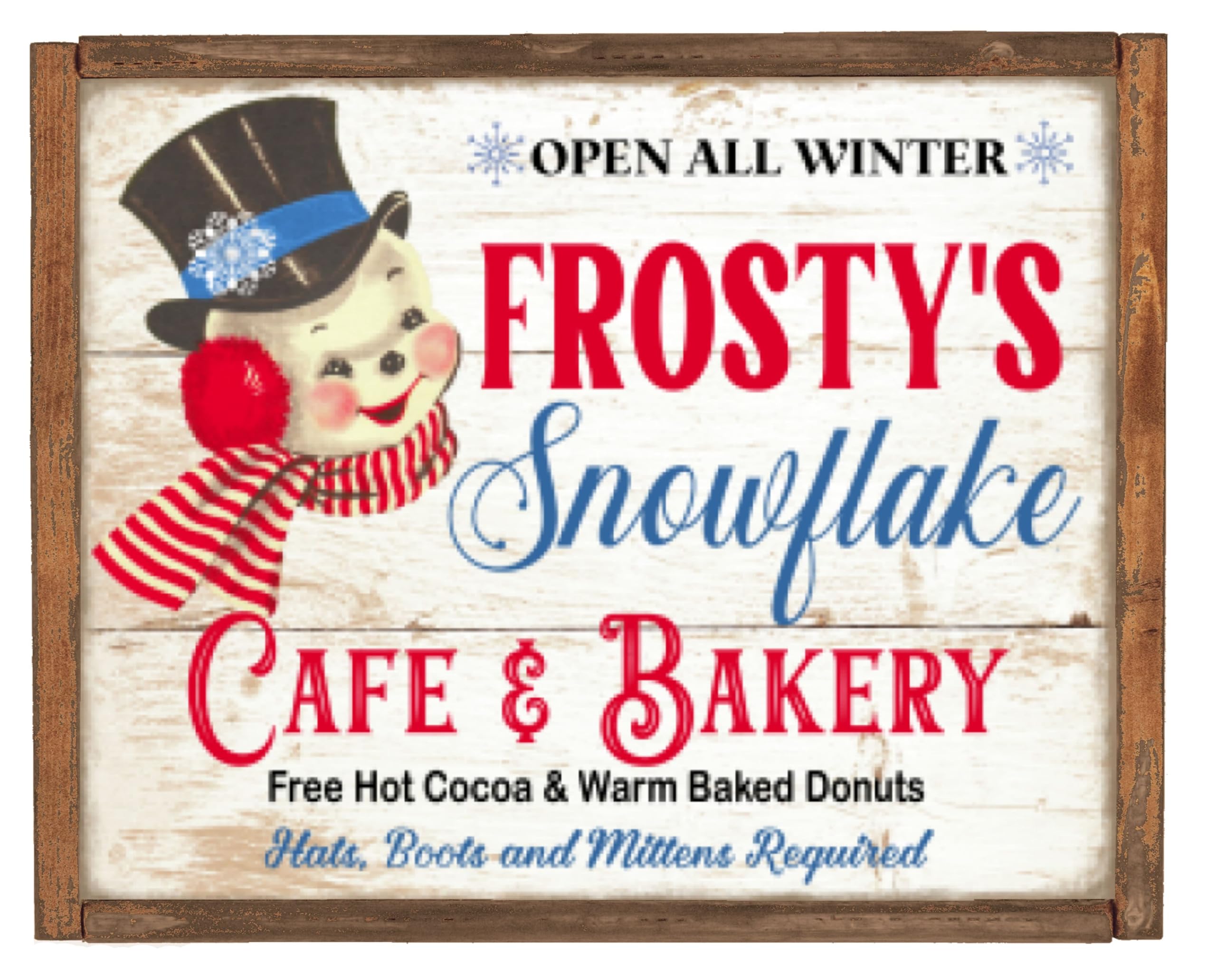 Tin Signs Vintage Frosty's Snowflake Cafe Bakery Christma Retro Snowman Winter Farmhouse Art Sign and Metal Sign 8x6 inch