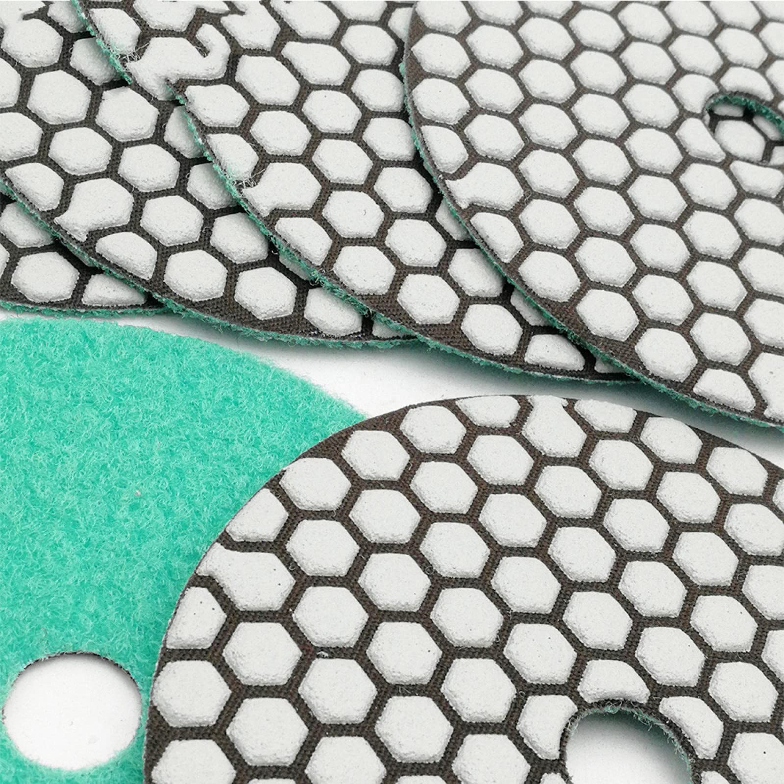 Almohadillas pulidoras de diamante, 7 almohadillas de pulido en seco de 125 mm n.º 50 for granito, mármol, cerámica, diámetro de 5 pulgadas, disco de pulido flexible de diamante con unión de resina