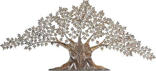 Miniatura 3 de Deco 79 68500 Decor - Escultura para interiores y exteriores con hojas, arte de pared de 93 x 2 x 41 pulgadas, marrón